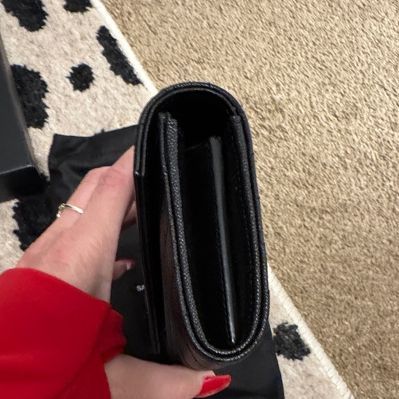 Saint Laurent Black Chevron Leather Wallet/Clutch - Picture 11 of 16